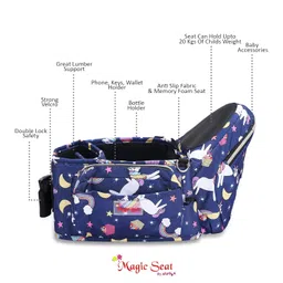 Magic Seat 6-in-1 Baby Carrier with Hip Seat, in-Built Mini Diaper Bag & Bottle Holder, Convertible to Sling Carry Bag with Ergonomic Baby Side Carrier, for 5 Months to 36 Months or Upto 20 kgs image 3