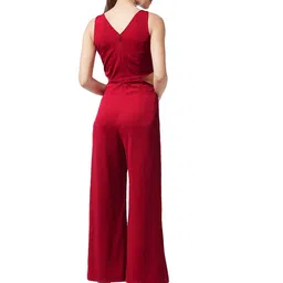 miss chase Women's Solid Slim Fit Round Neck Sleeveless Regular Length Waist Cut-Out Jumpsuit image 3