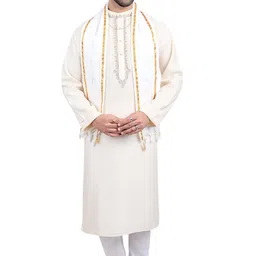 PRIYAKANT SAFAWALA Traditional Handstitch Ready to Wear Topi with Uparna Set for Wedding, Pooja and Traditional Function Use It, [Topi with Zari Uparna] (Free - Size) image 4