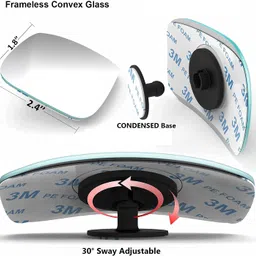CarFrill 4 Pieces Rectangle Car Blind Spot Mirror 360 Degree Glass Convex Spot FRAMeless Adjustable Self-Adhesive Wide Angle Rear Blind Spot Mirror image 4