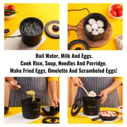 InstaCuppa Portable Multi Cook Electric Kettle with Non-Stick Inner Pot, Dry Boil Protection for Safety, Compact & Light Weight, Ideal for Boiling Milk, Tea, Coffee & Eggs, 1 Liter, 450 Watts, Black image 5