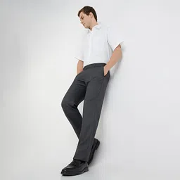 park avenue Men's Regular Fit Structure Pattern Poly Viscose Blend Flat Front Formal Trouser image 5