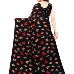 siril Women's Animal Print Printed Georgette Saree With Blouse image 3