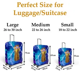 kuber industries Marvel The Infinity Gauntlet Luggage Cover | Polyester Travel Suitcase Cover | Washable | Stretchable Suitcase Protector | 26-30 Inch | Large | Sky Blue image 3