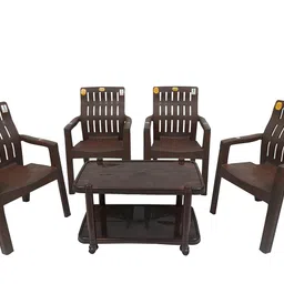 ANMOL Moulded Dinning Set 4 Ortho Chairs and 1 Table Heavy Duty (Weight Bearing Capacity 200 kg) for Home Office Balcony Garden resturant image 4