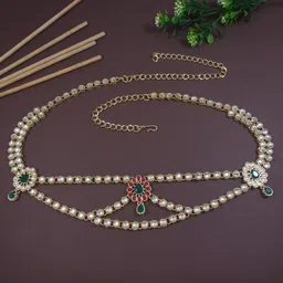 i jewels Gold Plated Traditional Ethnic Kundan & Stone Adjustable Kamarband/Belly Chain/Kandora/Waist Belt For Women (B055QG) image 2