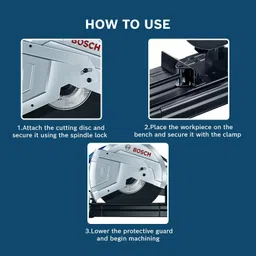 BOSCH GCO 220 Professional Electric Chop Saw | Powerful Cut Off Saw Machine | C-Handle | Rated Power of 2200 W| Speed upto 3800 RPM |Long Lifespan |Disc Diameter 355 mm (14 Inch) | 1 Yr Warranty image 5