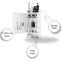 GLOXY Unbreakable Wall Mounted Acrylic Premium Multipurpose Bathroom Storage Cabinet with Mirror Door/Decorative Wall Shelf/Bathroom Accessories (White) image 3