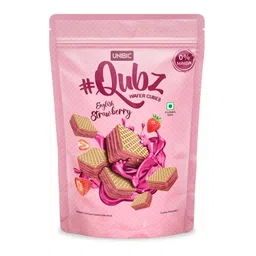 Unibic Qubz Strawberry Wafer 0% Maida |120 Gram,Whole Wheat Flour,Milk Solids image 1