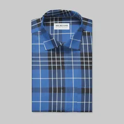 b bigreams - your comfort is our mission BIGREAMS Unstitched Yarn Dyed 100% Cotton Royal Blue Plaid Checkered Shirt Fabric for Men’s/Women's, Sewing - 58" Wide (3 Meter Fabric for As Per Your Use) image 2