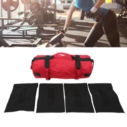Fitness Sandbag, Training Sandbag for Indoor with Adjustable Wear Resistant 6 Handles (Red) image 3