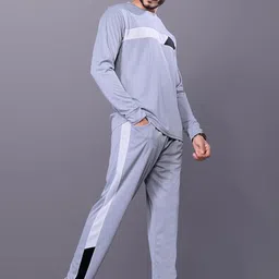 japrika Men's Cotton Blend Night Suit/Summer Suit, Stylish Regular Fit Full Sleeves T-Shirt & Lower Set | Soft Cord-Set Track Suit | Ideal for Casual Outings, Gym, Workout, Sports image 3