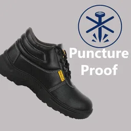 ELECANT Lace-up Steel Toe, PVC Sole and Rexine Upper Black Safety Shoes for Construction, Factory and Industrial Work||Safety Shoes for Men image 3