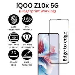iwishkart iQOO Z10x 5G Tempered Glass [with warranty] screen protector guard Full Edge to Edge 9H Full Glue FHD with Easy Installation kit - Pack of 1 | 6.72 Inch (iq z10 x) image 2