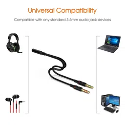 adzmozi AdzMozi® Gold Plated 2 Male to 1 Female 3.5mm Headphone Earphone Mic Audio Y Splitter Cable for PC Laptop (Pack of 1) image 5