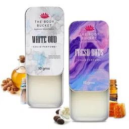 The Body Bucket Combo of White Oud & Fresh Buds Alcohol Free Solid Cologne Perfume- 10 Gms each | Alcohol Free- Pocket Friendly & Easy to Apply | Unisex Gifting Collection image 1