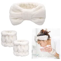 bispy "Spa Headband and Wristband Set – Soft, Absorbent, and Adjustable Hair Band & Wristband for Facials, Skincare, Washing Face, and Makeup Application" image 1