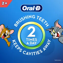 oral b Oral-B Kids Manual Toothbrush, Tom & Jerry, Extra Soft Bristles And Easy To Hold Handle (Age 2+) Pack Of 2, Multicolour image 2