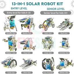 EYESIGN STEM 13-in-1 Solar Educational Robot Kit Toys - Powered by The Solar Energy - Building Kit DIY Assembly Battery Operated Robotic Set - for Kids, Children & Girls image 2