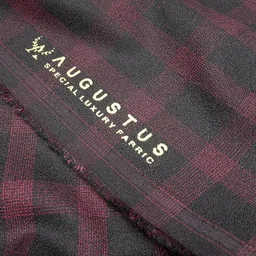 augustus Purple Wine Checks Terry Rayon Suit/Trouser Fabric for Men (Purple Wine Checks, Free Size) (1.2 metre for trouser/pant (Small-Large)) image 3