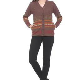 aarbee Full Sleeve Woollen Cardigan for Women with Pockets image 5