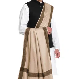 weavers villa Men's Woven Border Woollen Lohi/Shawl, 125cm x 250cm image 1