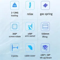 SYGA NB H100 Monitor Arm Mount, 22-35 Inches, Gas Spring Full Motion, 2-12kg Load Capacity, Black image 4