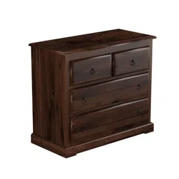 WOODNETIC Solid Sheesham Wood Chest of Drawers for Storage with 4 Wooden Drawer (Walnut) image 4