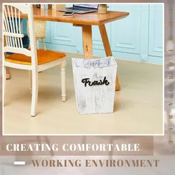 Maxcheck 2 Pcs Small Waste Basket Rustic Wood Trash Can Decorative Rectangle Farmhouse Style Wastebasket Bin with Double Handle for Home Bathroom Kitchen Living Room Bedroom Laundry Office Desk Decor image 5