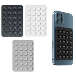 EDNITA Suction Phone Case, Phone Suction Sticker, Silicone Suction Phone Case for Hands-Free Mobile Accessory Holder Grip, Video Phone Accessory Compatible Mirror, Shower (Black-Grey-White-Pack of 3) image 1