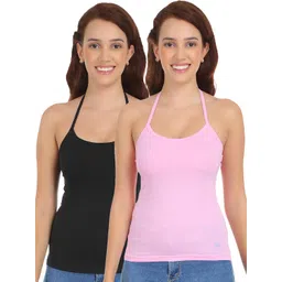 selfcare Womens Solid Cotton Sinker Halter Neck Camisole Top - P2-1 image 1