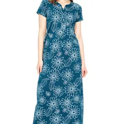 zeyo Women's Cotton Floral Printed Maxi Long Nighty for Women Stylish 5834 image 1