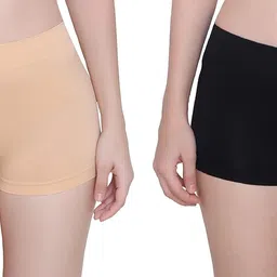 glamoras Women’s Nylon Spandex Seamless No Panty Lines No Show Boushorts Panty - Free Size, Pack of 2 image 1