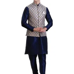 unm Men Silk Blend Classic Kurta Set image 1