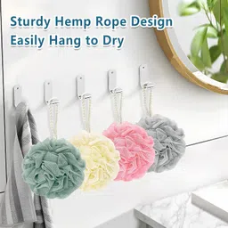 DHANGAR Bath Shower Loofah Sponge Pouf Body Scrubber Exfoliator Body Wash Sponge, Shower Essential Skin Care, Bath Mesh Pouf Shower Ball Body Scrubber for Women & Men, Nice foaming effect, Pack of 1 image 3