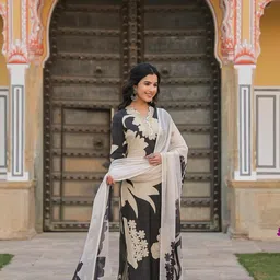 anni designer Women's Cotton Blend Kurta Pant with Dupatta Set image 4