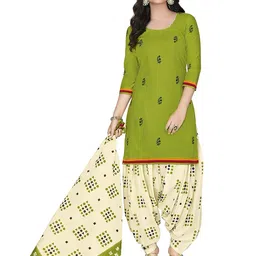 miraan Women Cotton Unstitched Dress Material (SGPRI423, Green, Free Size) image 1