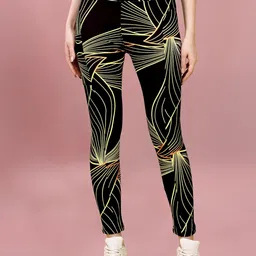 kp designer Women's Printed High-Waisted Track Pant Yoga Pants | Polyester Blend Gym Pants Tights Activewear Leggings |Stratchble Workout Pant image 4