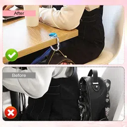 CoolShef 3Pcs Bag Hanger Hook for Table – Foldable Alloy Bag Holder with Anti Slip Pads, Portable Purse Hanger for Women and Girls, Compact Purse Hook for Desk and Restaurant Use image 3