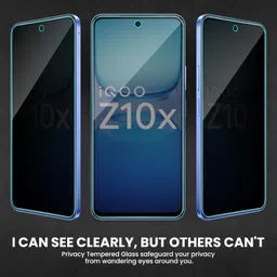 FIRST MART Privacy Tempered Glass Compatible for iQOO Z10x 5G (6.72 Inch) Edge to Edge Coverage with Easy Installation kit & Cable Protector | Anti-Spy Privacy Screen Protector image 2