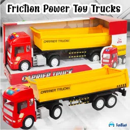 FunBlast Carrier Truck, Pull Back Long Vehicles Dumper for Kids 3+ Years Old, Friction Power Truck With Light & Sound, Toys for Boys (Multicolor) image 4