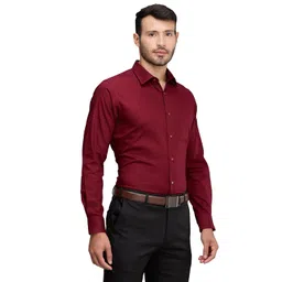 raymond Men's Slim Fit Solid Pattern Pure Cotton Full Sleeve Semi Cut Away Collar Formal Shirt image 2