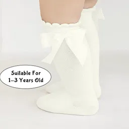 syga Baby Long Socks Cotton, Over The Knee, No Tightness, High-Top, Bow Pattern image 2