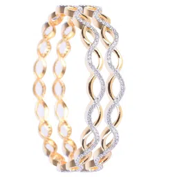 ratnavali jewels American Diamond CZ Gold Plated White Solitaire Bangles for Women/Girls RV3204W image 4