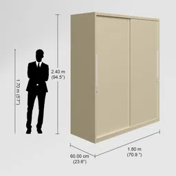 GODREJ INTERIO Almirah Slide N Store XL Plus 2-Door Steel Sliding Wardrobe for Clothes (Textured Oatmeal), 1-Year Warranty, 7 Shelves, 2 Drawers image 3