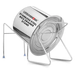 urbanmonk Stainless Steel Rice Pot Drainer Stand for Kitchen | Fruit, Beans, Noodle Strainer | Tabletop Cooked Rice Strainer | Hands-Free Drainer image 1