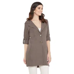 color cocktail Women's Solid Trench Coat image 4