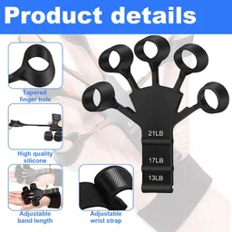 olwick OLWICK® Finger Strengthener - Adjustable Grip Strength Trainer for Hand Strength Training, 6 Levels Resistance, Finger Gripster Forearm Exerciser, Pack Of 2, Black & Grey image 4