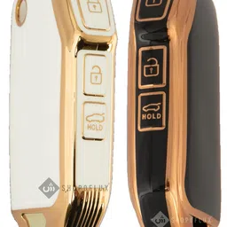 SHOPOFLUX TPU Key Cover Compatible with Kia Seltos 2023 2024 HTE 3 Button Flip Key (Black + White Pack 2) image 1