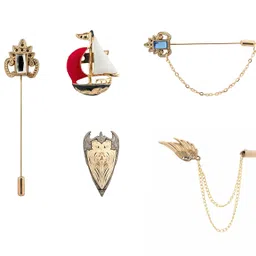 knighthood Set of 5 Metal Lapel Pins/Brooch for Mens Suit (Multicolor) KN-2018-CMB-57 image 1